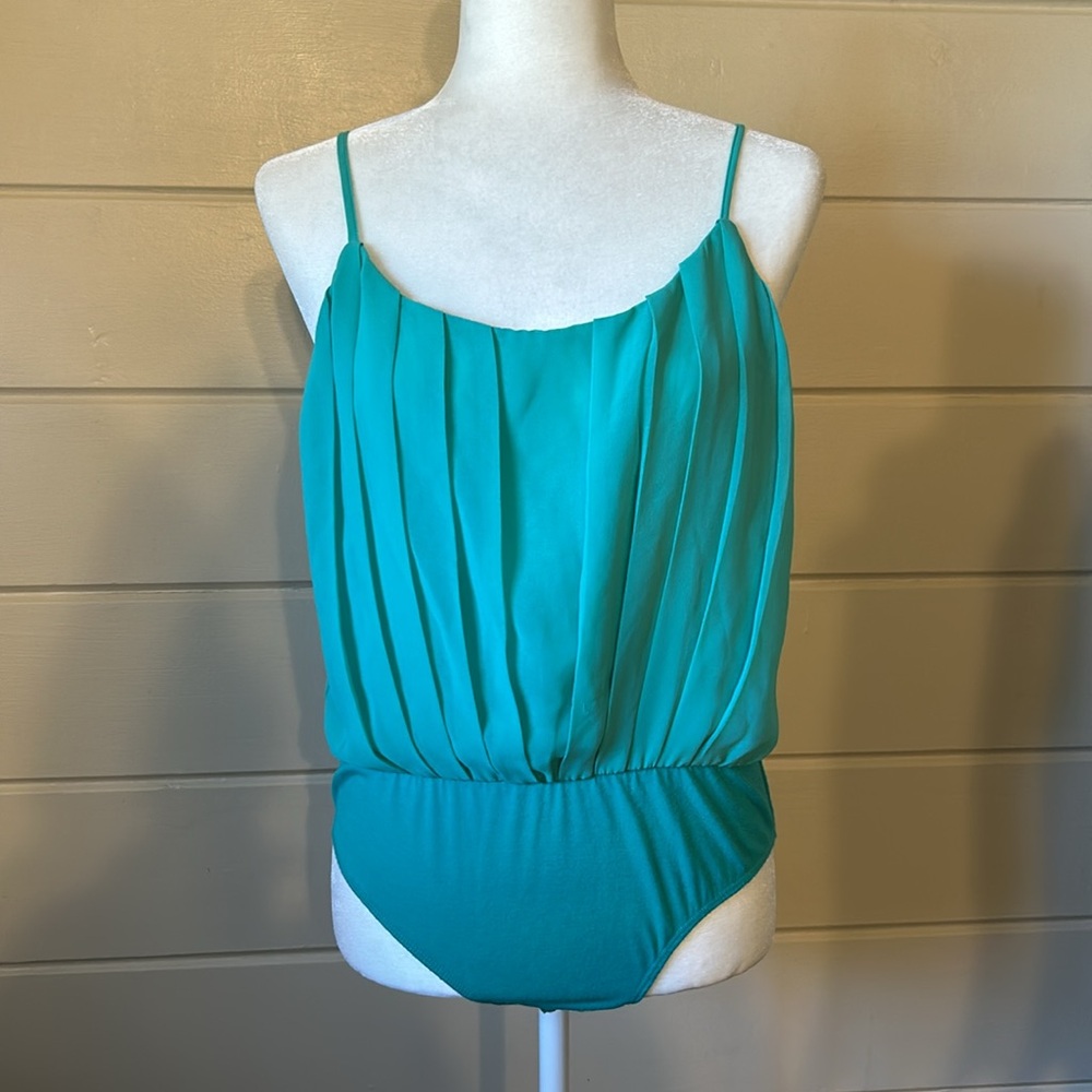 Teal Ocean Blue Draped Bodysuit – Size Medium